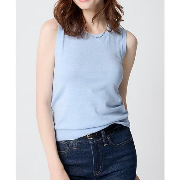 NWT J.Crew Size Medium Blue Tank Sweater shell Lightweight Causal Beach Vacation - Picture 1 of 10